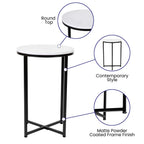 Flash Furniture Hampstead Collection End Table - Modern White Marble Finish End Table - Crisscross Matte Gold Frame