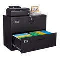 SISESOL 2 Drawer Lateral File Cabinet with Lock,Black Lateral Filing Cabinet,Horizontal Metal Filing Cabinet,Locked Wide Two Dra