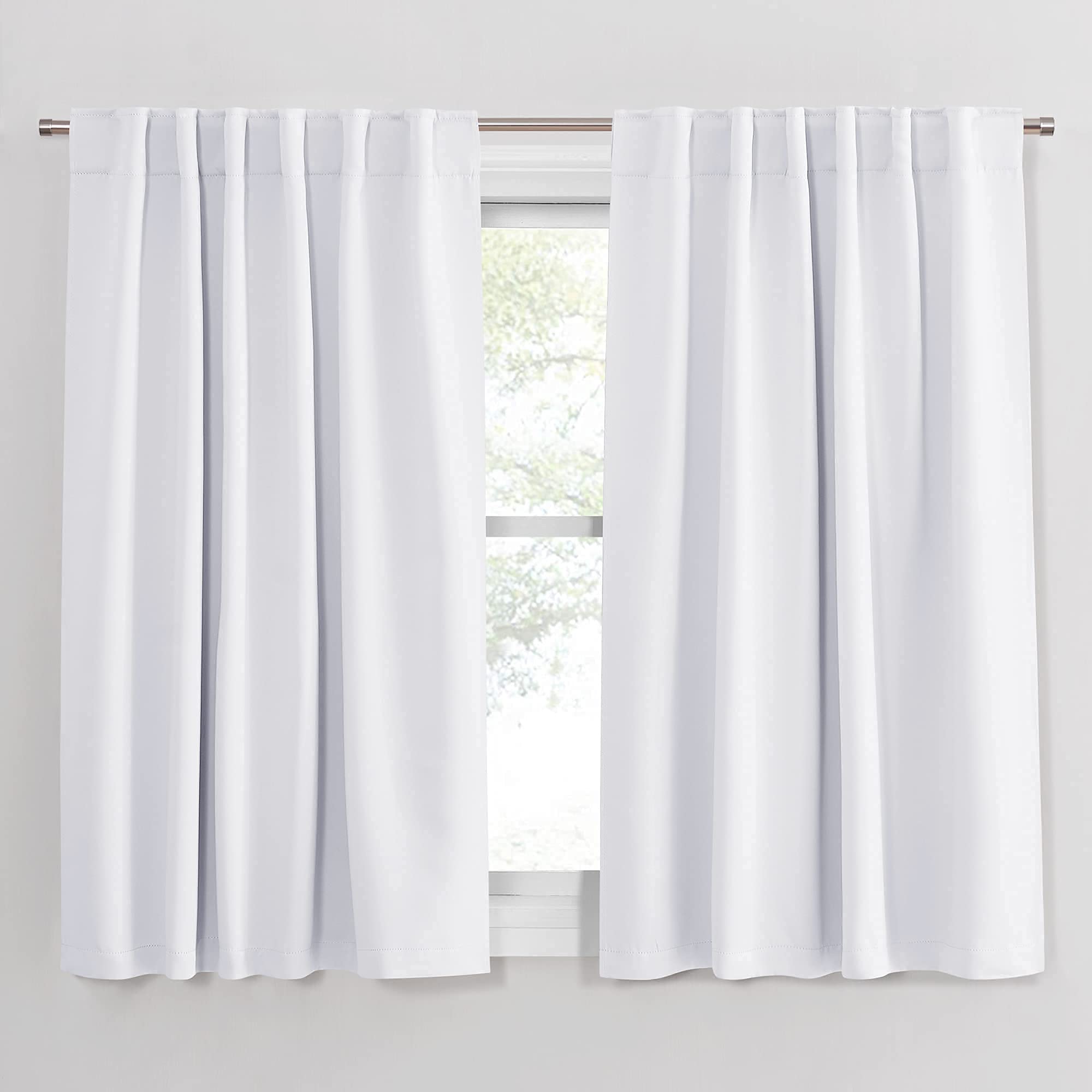 PONY DANCE Kitchen Curtains White - Thermal Insulated Draperies Light Filter Curtain Decorative Drapes with Back Tab Energy Savi