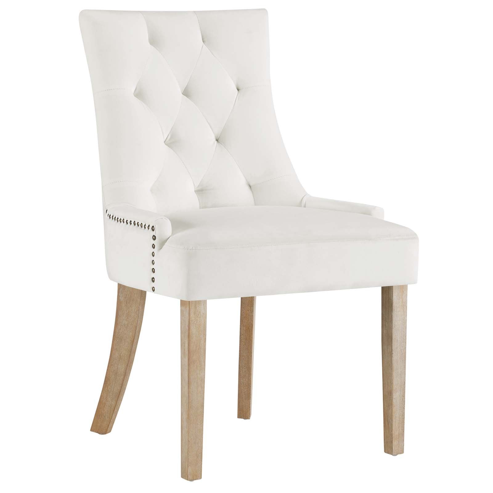 Modway Pose Tufted Performance Velvet Upholstered Dining Chair With Nailhead Trim In Ivory