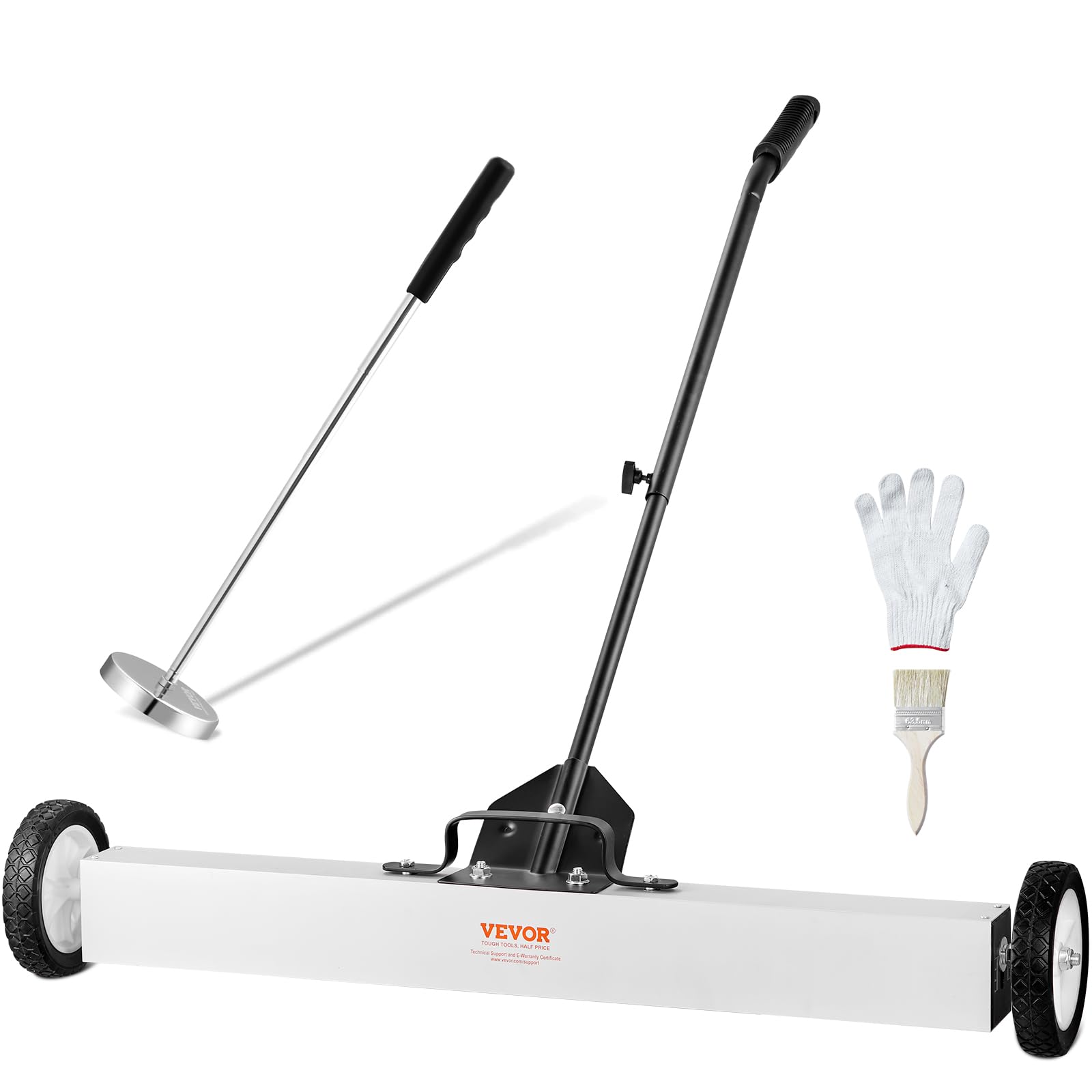 VEVOR 36-Inch Magnetic Sweeper with Wheels, 55 lbs Capacity, with Telescoping Magnetic Pickup Tool, Adjustable Handle, Magnetic 
