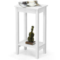 Giantex 2-Tier End Table Tall Nightstand, Simple Design Sofa Bedside Table With Versatile Shelf And Wooden Legs For Small Spaces, Living Room, Study, Bedroom, Narrow Telephone Table, White
