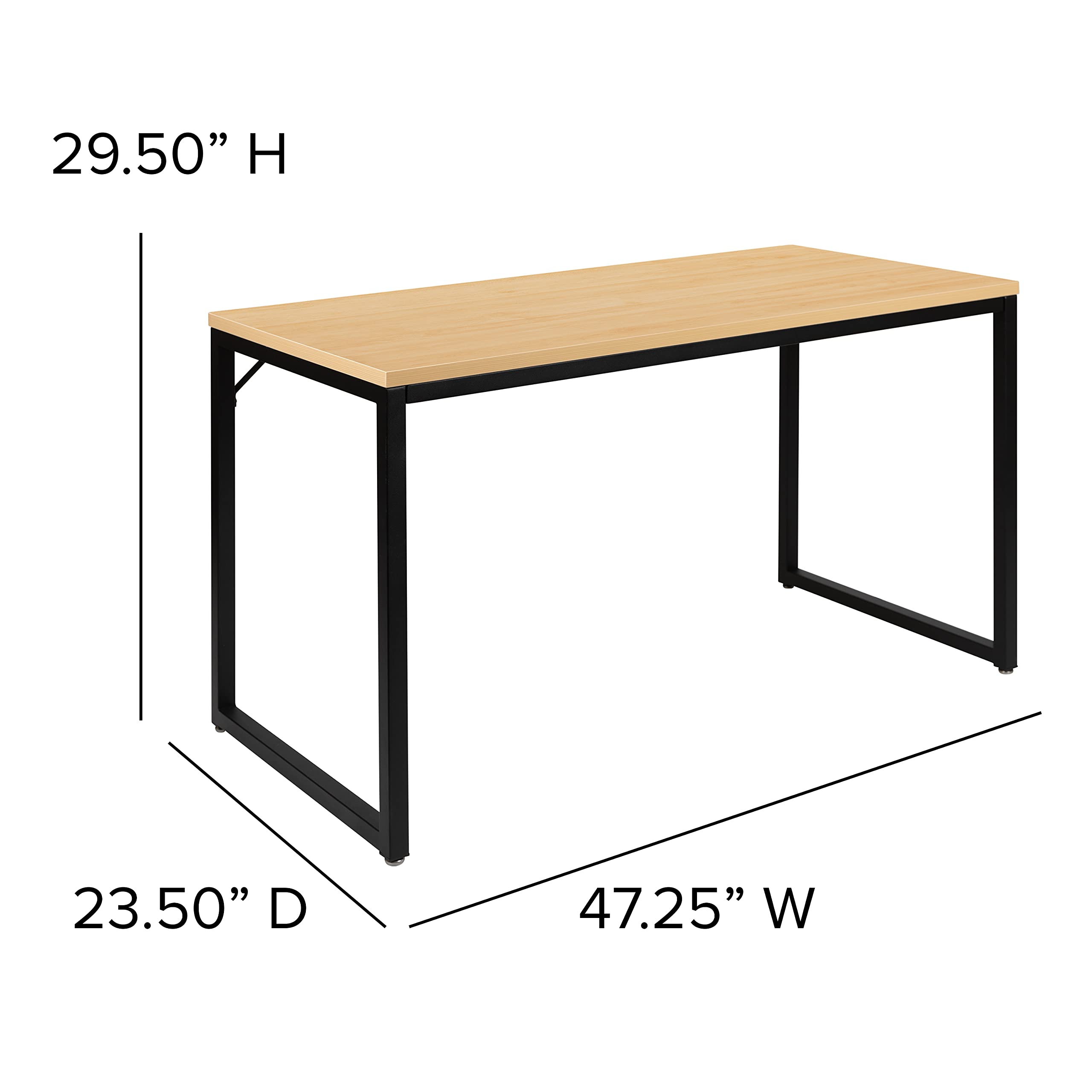 Flash Furniture Tiverton Industrial Modern Desk - Commercial Grade Office Computer Desk and Home Office Desk - 47&quot; Long (Maple/Black)