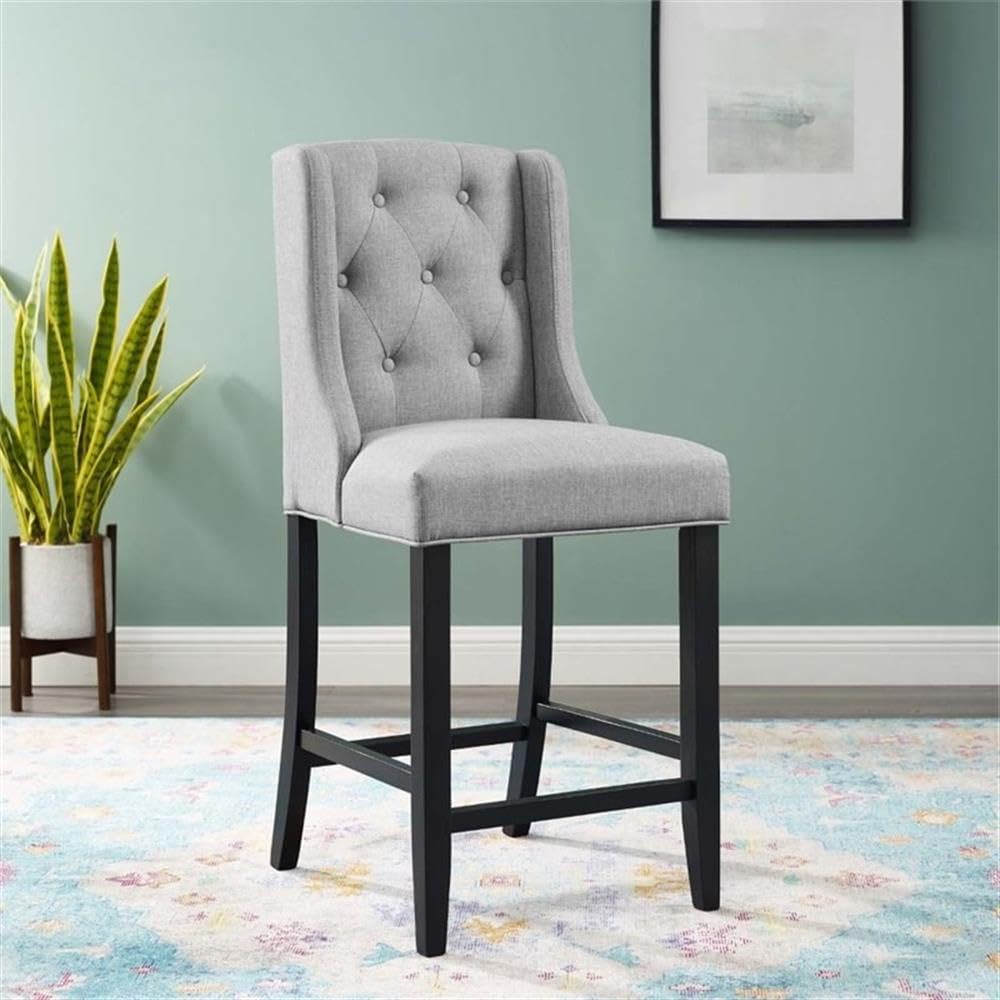 Modway Baronet Tufted Button Upholstered Fabric Counter Stool, Light Gray 19.5 X 21 X 42
