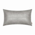 Brawarm Gray Leather Throw Pillow 12 X 20 Inches, Faux Leather Pillow Cover With Piping, Hand Stitched Leather Decorative Lumbar