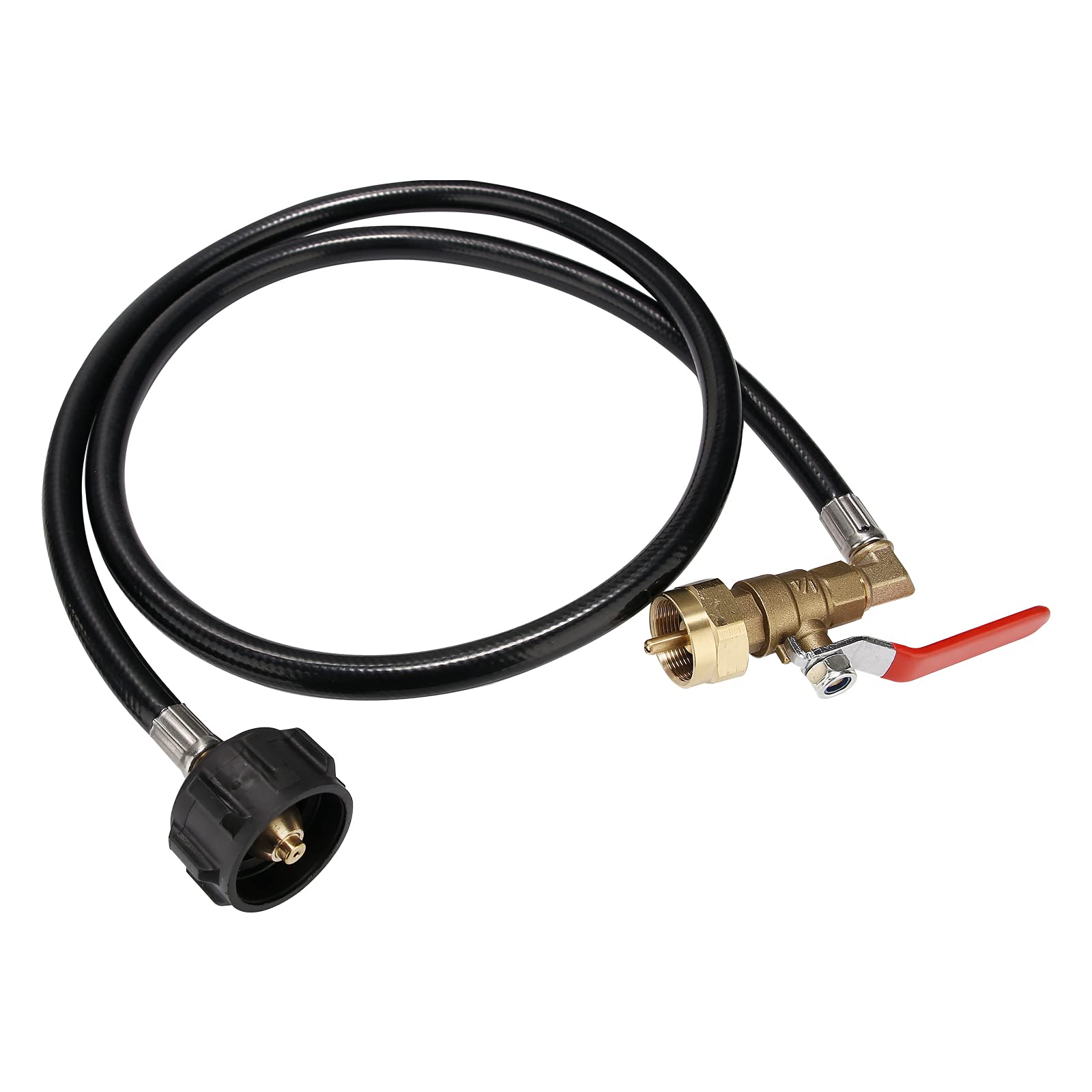 Roastove Propane Refill Adapter Hose 48' With On/Off Control Valve,350Psi High Pressure Refill Propane Hose, For 1 Lb Propane G