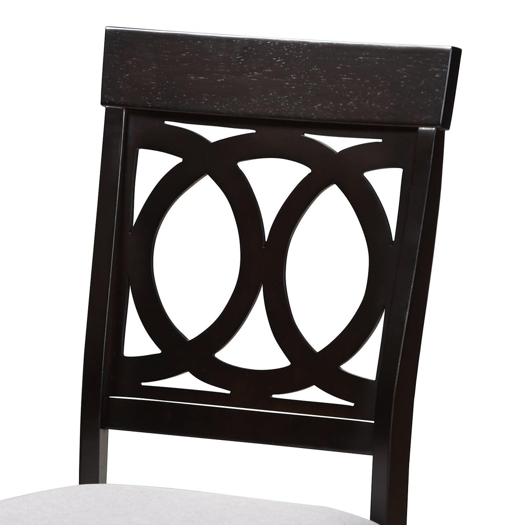 Baxton Studio Lucie Modern and Contemporary Grey Fabric Upholstered Espresso Brown Finished Wood Dining Chair