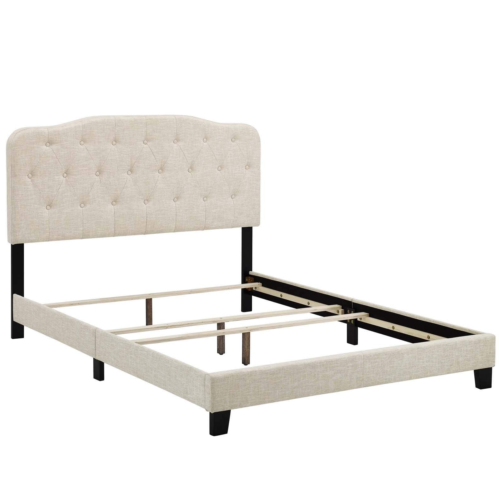Modway Amelia Tufted Fabric Upholstered King Platform Bed In Beige