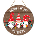 Muktoujaumai Christmas Sign Front Door Decor, Christmas Round Hanging Sign Decor Farmhouse Gnome Xmas Holiday Wall Decorations W