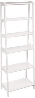 Amazon Basics 5Tier Sturdy Rubberwood Ladder Bookshelf, Freestanding Storage Organizer Bookcase, Display Shelf for Small Space,