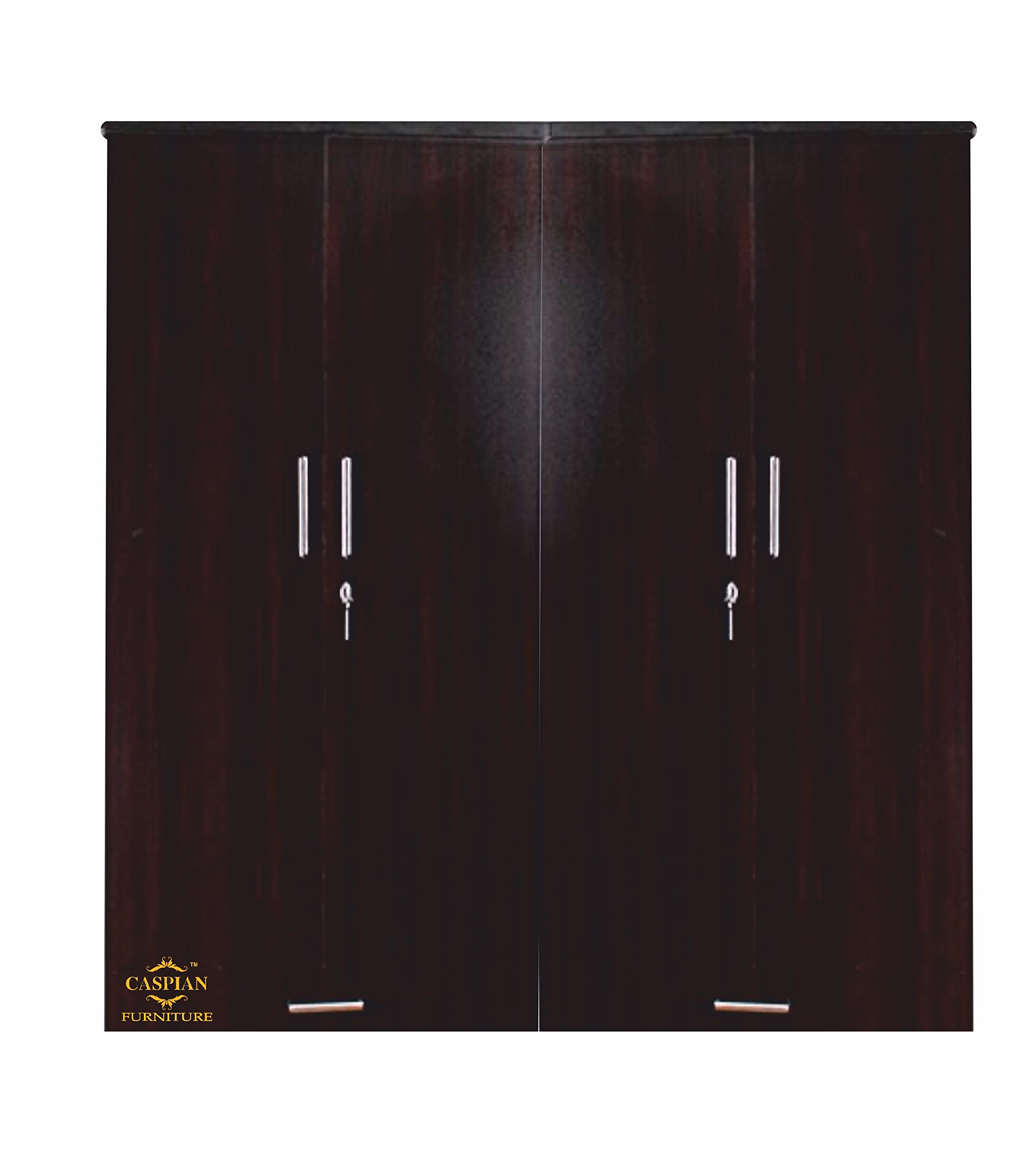 Caspian Engineered Wood Four Door Wooden Wardrobe (Black Wenge Finish)|Furniture With Hanging Spaces | Cupboard/Almirah For Bedr