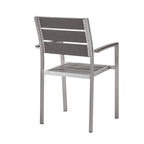 Modway Eei-3130-Slv-Gry Shore Outdoor Patio Aluminum Dining Armchair In Silver Gray