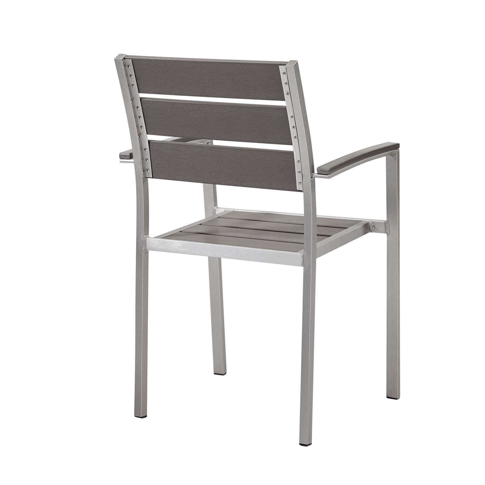 Modway Eei-3130-Slv-Gry Shore Outdoor Patio Aluminum Dining Armchair In Silver Gray