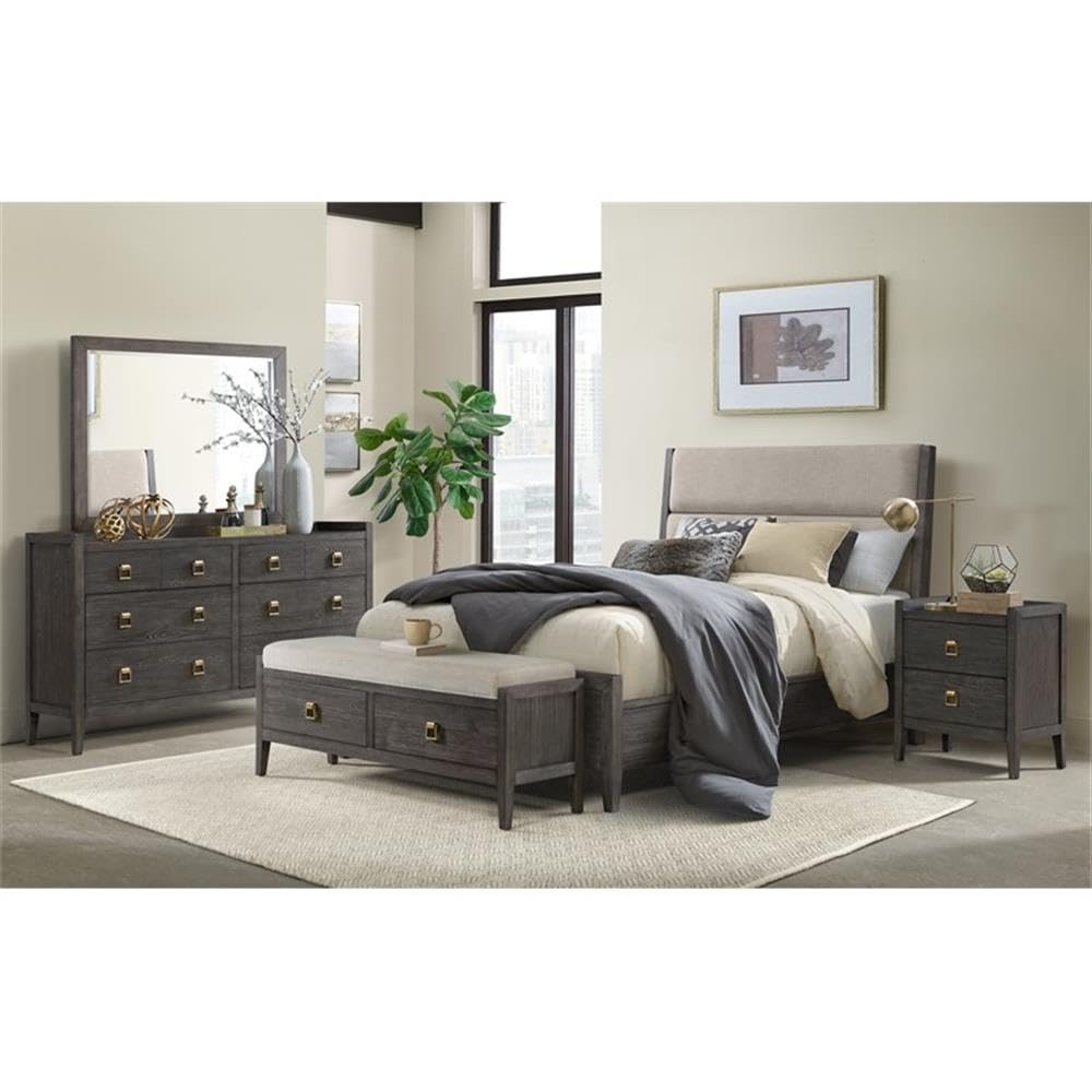 Intercon Portia 24" Wide Bedroom Nightstand with 2 Drawers, Brushed Brindle Furniture
