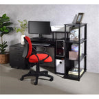 Acme Nypho 4 Wooden Shelves Rectangular Bookshelf With Metal Frame In Black