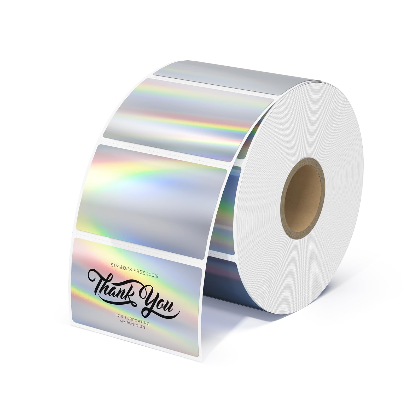 Munbyn Holographic Silver Thermal Sticker Labels 2.25'X1.25', Printable Christmas Wrapping Stickers, Glitter Thermal Printer L