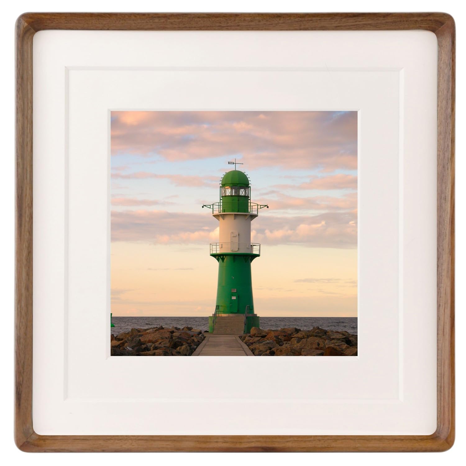Zibrelte Natural 12x12 Picture Frame Wood with 8x8/10x10 Mat,Square Wall Photo Frames 12 by 12 Made of Solid Walnut Wood for Tab