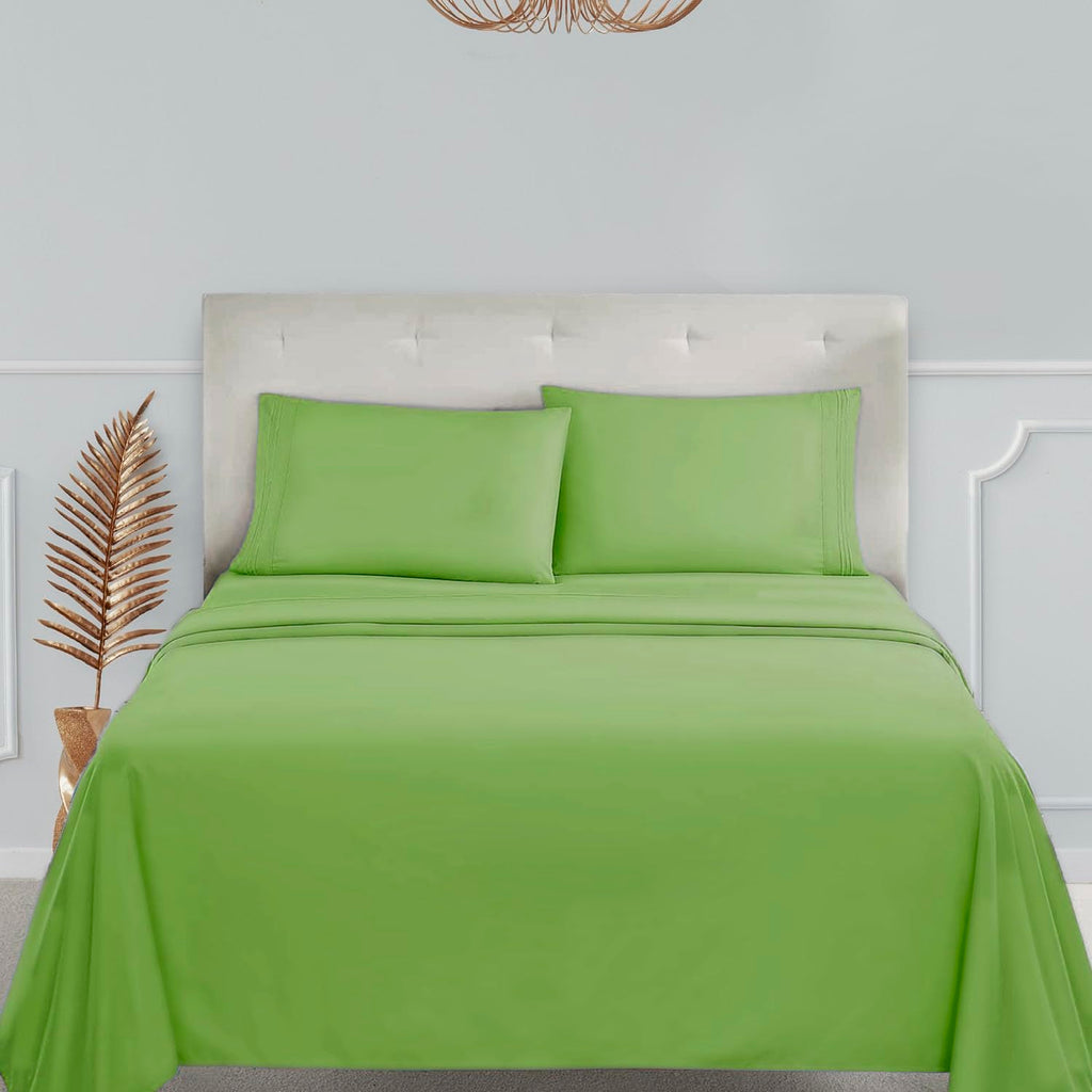 Clara Clark Bed Sheets, Premier 1800 Series 4 Piece Bed Sheet Set, Deep Pocket, Wrinkle, Fade, Stain Resistant, Luxury Soft Bedding Sheets & Pillowcases, California King, Garden Green