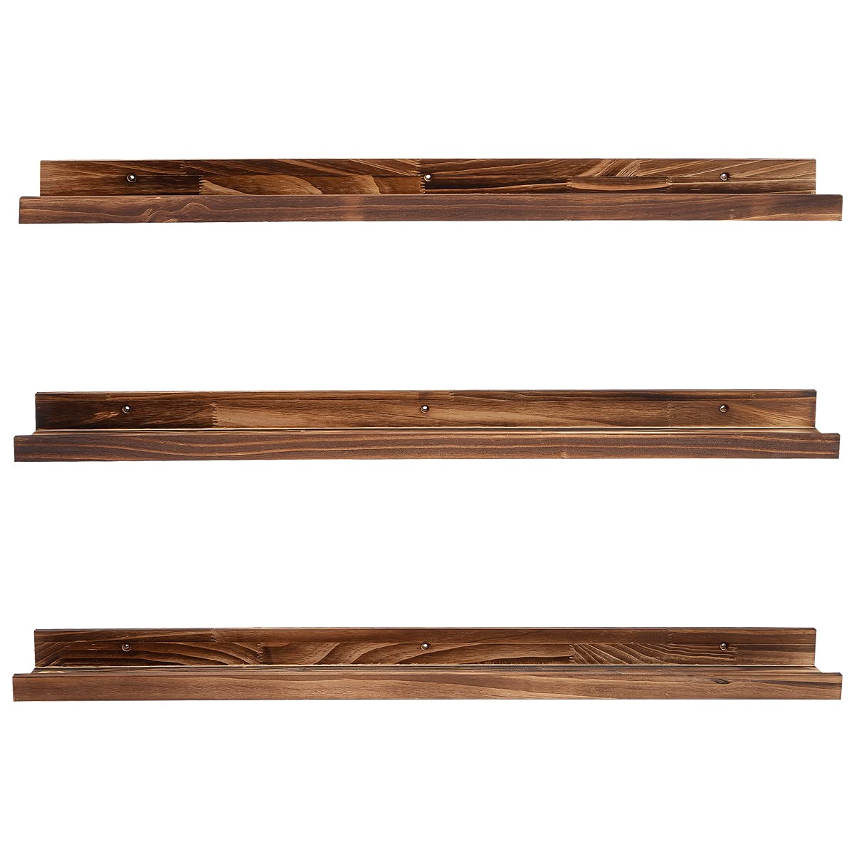 MBYD 36 Inch Floating Shelves for Wall Set of 3, Wall Mount Carbonized Black Picture Ledge Nursery Bookshelf for Bedroom, Living