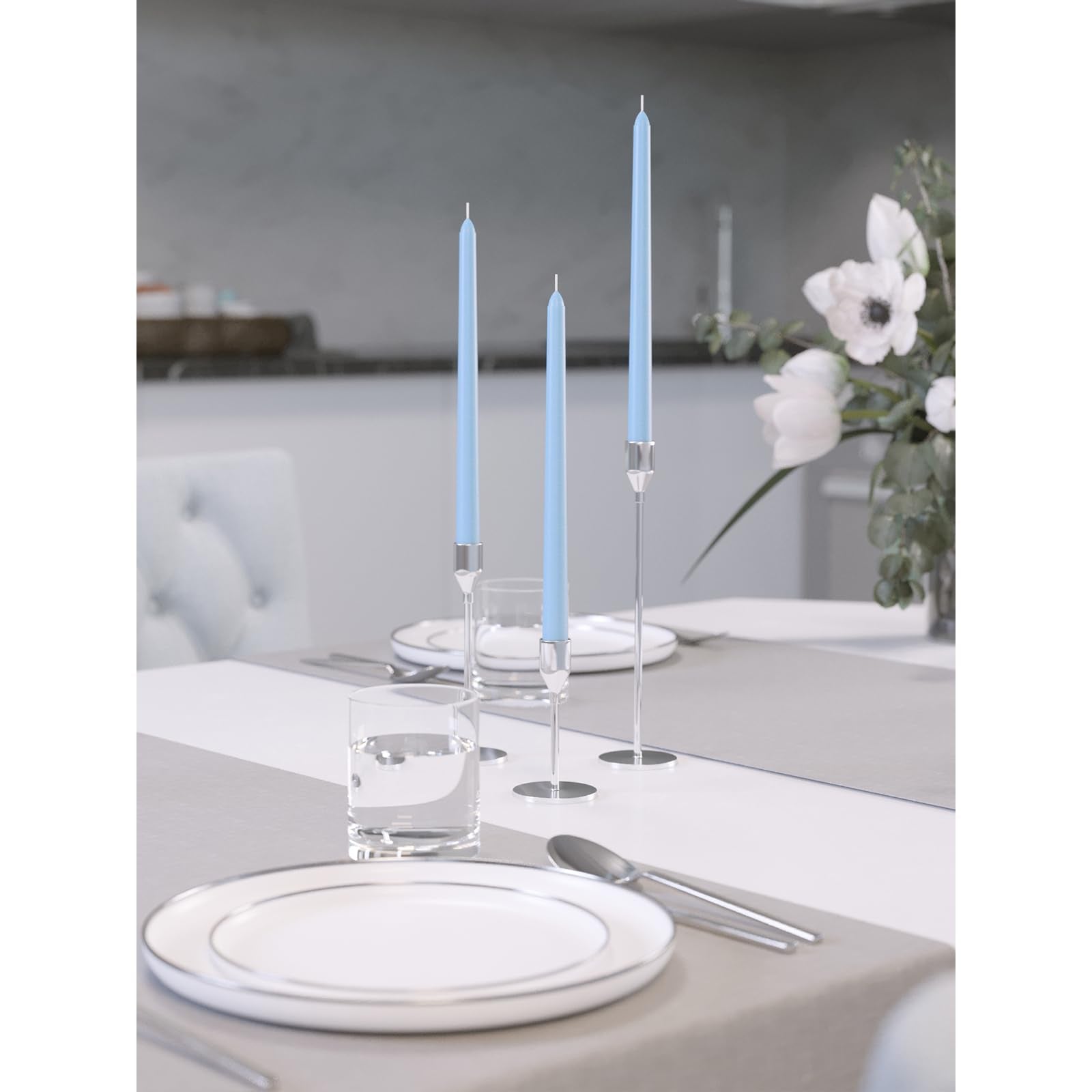 Candwax 10 Inch Taper Candles Set Of 12 - Dripless Taper Candles And Unscented Candlesticks - Perfect As Dinner Candles And Hous