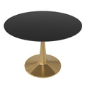 Bristol 40 round dining table Gold Base With Black Top