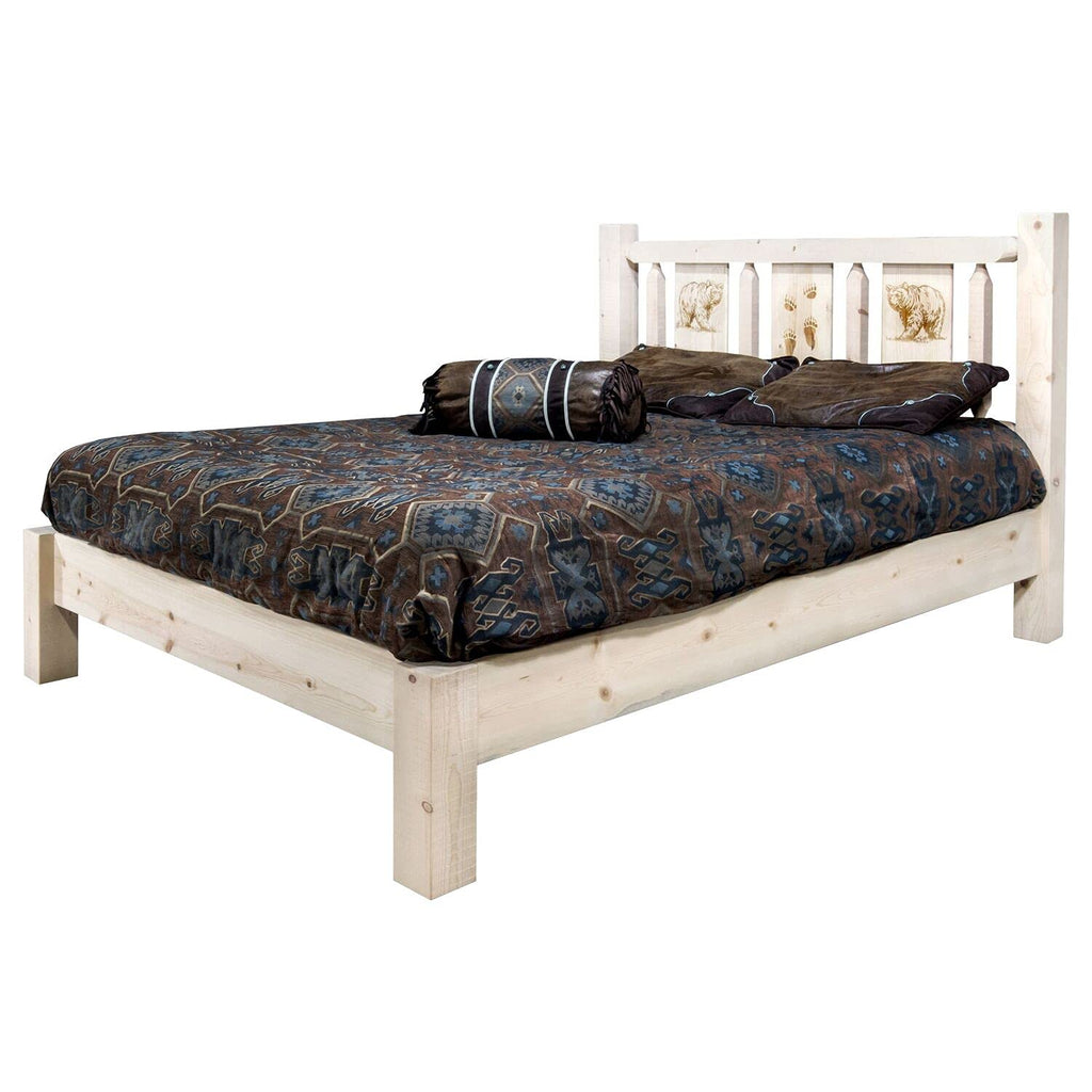 Montana Woodworks Moose Design Engraved Platform Bed (Full: 81 in. L x 60 in. W x 47 in. H (184 lbs.))