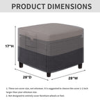 Easy-Going Outdoor Ottoman Cover, Waterproof Patio Ottoman Cover, Heavy Duty Outdoor Furniture Cover With Padded Handles (28'X28'X17', Gray/Dark Gray)