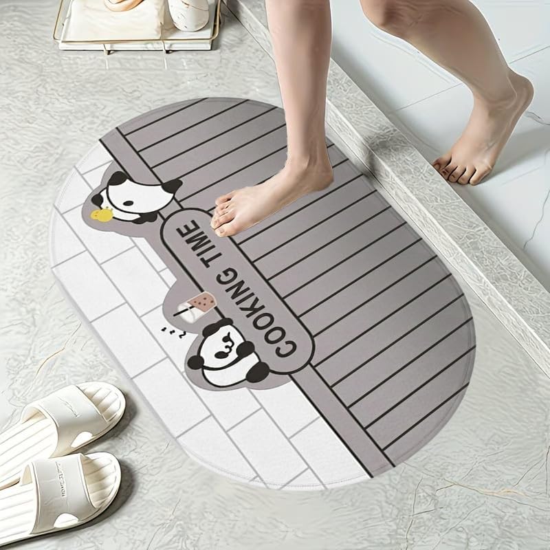 XOIPED AntiSlip Bath Mat with Colorful Tile Design | Soft & Super Absorbent Bathroom Floor Mat | Quick Dry, NonSkid Backing |