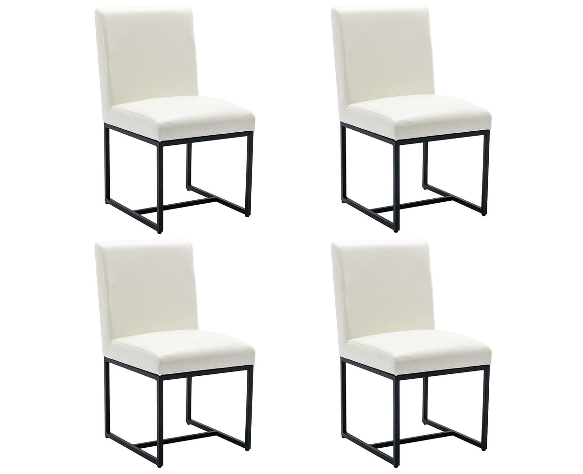 Vescasa Faux Leather Upholstered Dining Chairs With Black Metal Frame, Mid Century Modern Padded Kitchen Chair With Adjustable F