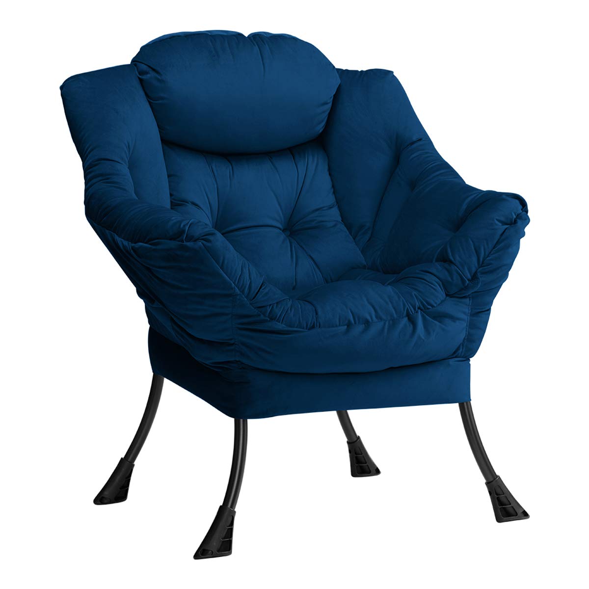 Hollyhome Modern Fabric Large Lazy Chair, Accent Oversized Comfy Reading Chair, Thick Padded Cozy Lounge Chair With Armrest, Steel Frame Leisure Sofa Chair For Living Room, Bedroom, Dorm, Royal Blue