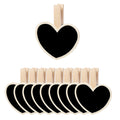 Uxcell 10Pcs Mini Chalkboards Signs With Wooden Clip Wood Heart Design Chalkboard Tag For Weddings Birthday Party Message Board