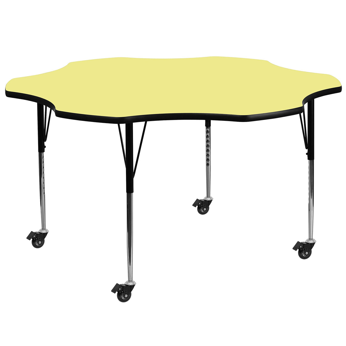 Flash Furniture Mobile Flower Thermal Laminate Activity Table with Standard Height Adjustable Legs, 60&quot;, Yellow