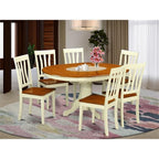 East West Furniture KEAN7-WHI-W 7 Piece Kitchen Table Set Consist of an Oval Dining Table with Butterfly Leaf and 6 Dining Chairs, 42x60 Inch, Buttermilk & Cherry
