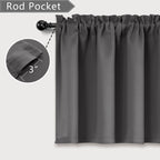 Mrs.Naturall Door Curtains For Door Window,Small Blackout Valance Curtains,Dark Grey,36 X 16 Inch Length