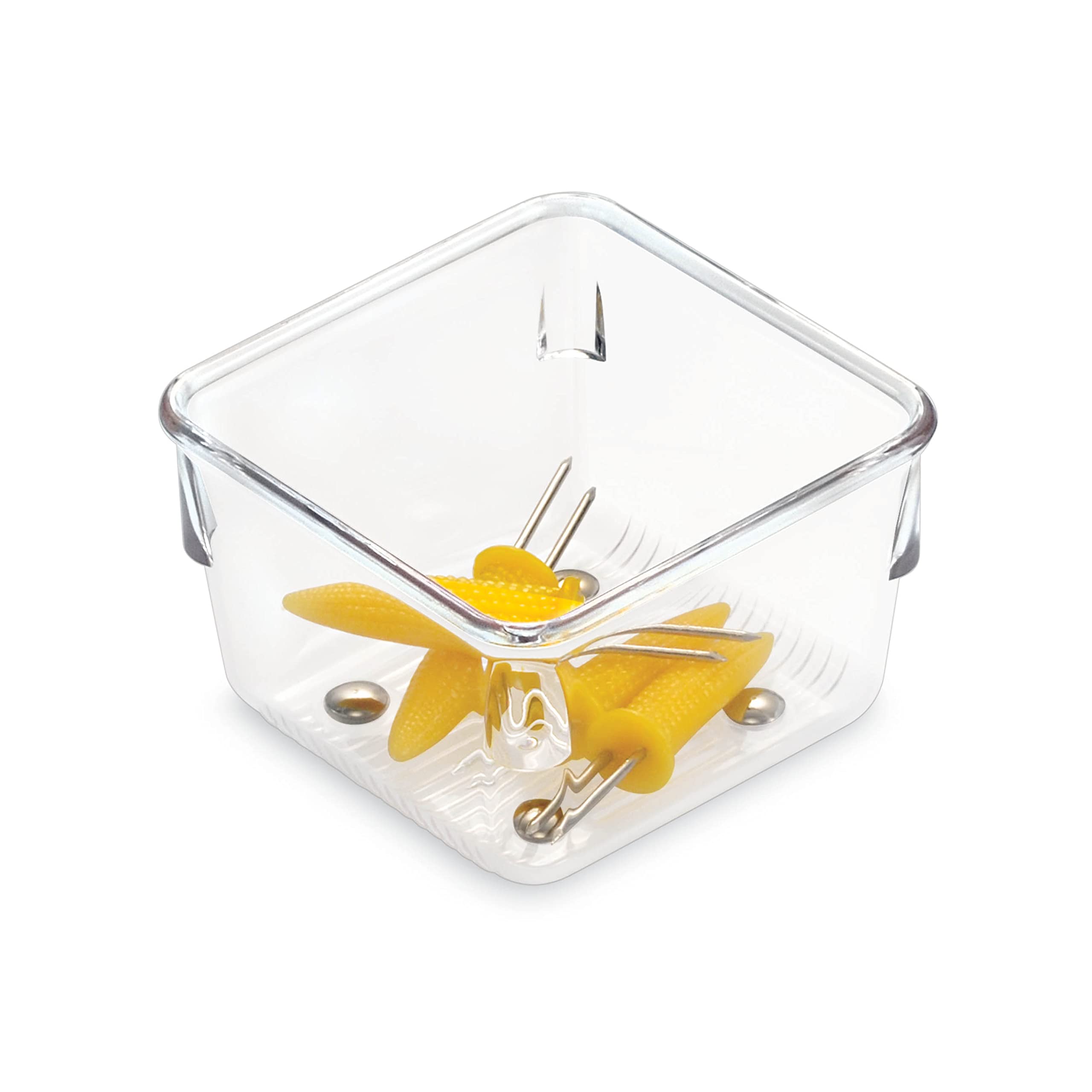 iDesign Linus Kitchen Drawer Organizer for Utensils, Tools, Gadgets - 3 x 3 x 2, Clear