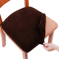 Smiry Velvet Seat Covers For Dining Room Chair Set Of 2, Stretch Fit Removable Washable Chair Seat Cushion Protector Slipcovers With Ties, Coffee