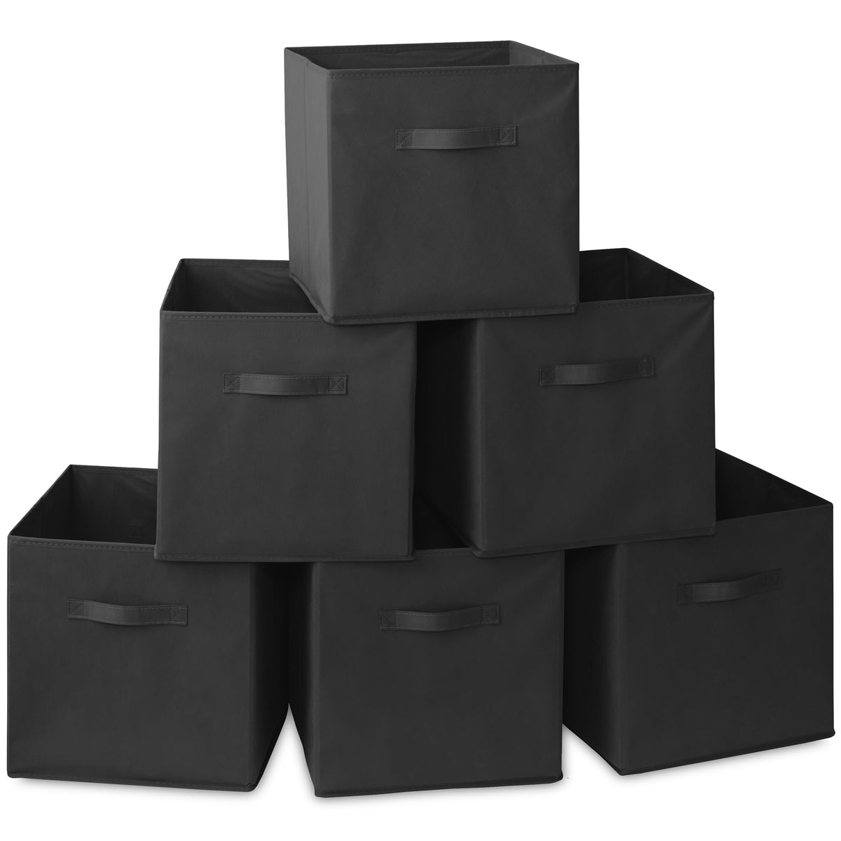 Casafield Set of 6 Collapsible Fabric Cube Storage Bins, Black - 13'' Foldable Cloth Baskets for Shelves, Cubby Organizers & Mor