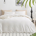 Jellymoni Bedding Duvet Cover King Size - 100% Washed Cotton Linen Feel Textured Comforter Cover, 3 Pieces Lightweight Soft Bedd
