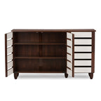 Baxton Studio Wholesale Interiors Gisela Oak and White 2-Tone Shoe Cabinet with 3 Doors