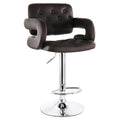 Elama Faux Leather Tufted Bar Stool in Brown with Chrome Base and Adjustable Height, (ELM02-749BRN)