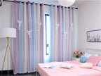 Yancorp Curtains For Girls Bedroom Kids Curtain Hollow-Out Star Window Drapes Curtain 84 Inches Length Room Darkening Grommet 2 Layers,1 Panel (Pink Blue, W52 X L84)
