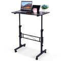 Standing Desk Adjustable Height, Mobile Stand Up Desk With Wheels Small Computer Desk Rolling Desk, Portable Laptop Desk Black Standing Table Sit Stand Home Office Desks 16'X31.5' Height 27'-43.5'