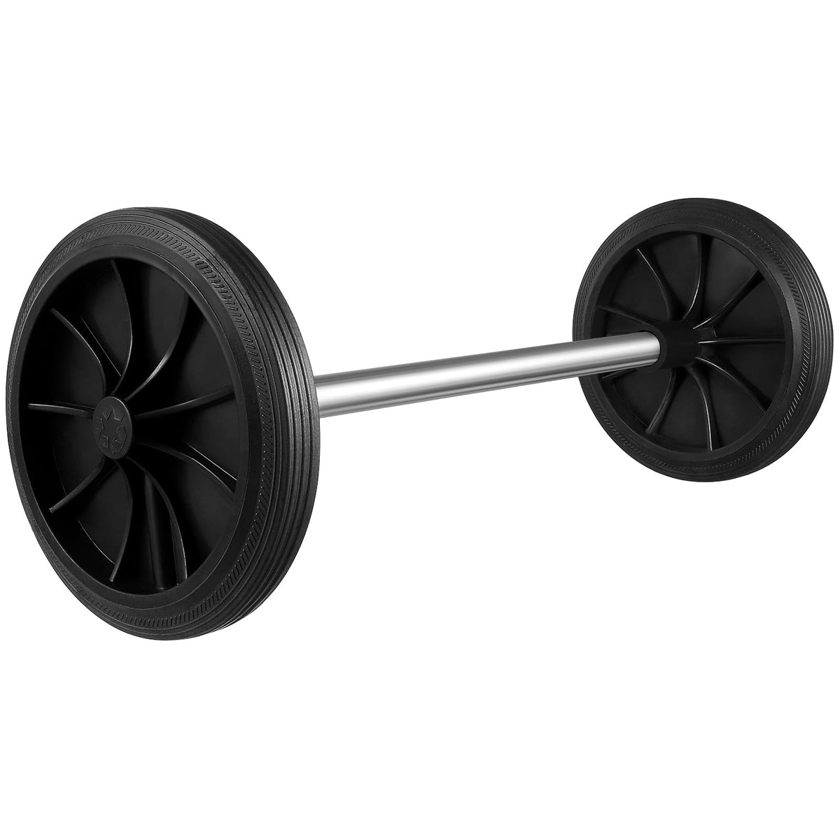 Cabilock Universal Trash Can Wheels Replacement Kit Includes 2 Rubber Wheels & 18.9 Hollow Axle Heavy Duty Repair Parts for 32