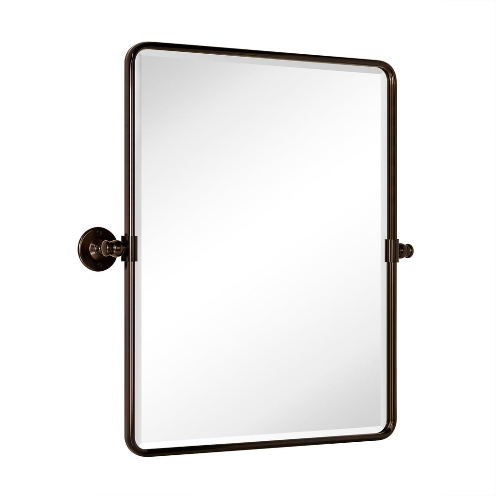 TEHOME 20x24'' Oil Rubbed Bronze Pivot Bathroom Vanity Mirror 24x20'' Metal Framed Dark Bronze Rectangle Tilting Beveled Vanity 
