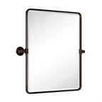 TEHOME 20x24'' Oil Rubbed Bronze Pivot Bathroom Vanity Mirror 24x20'' Metal Framed Dark Bronze Rectangle Tilting Beveled Vanity 