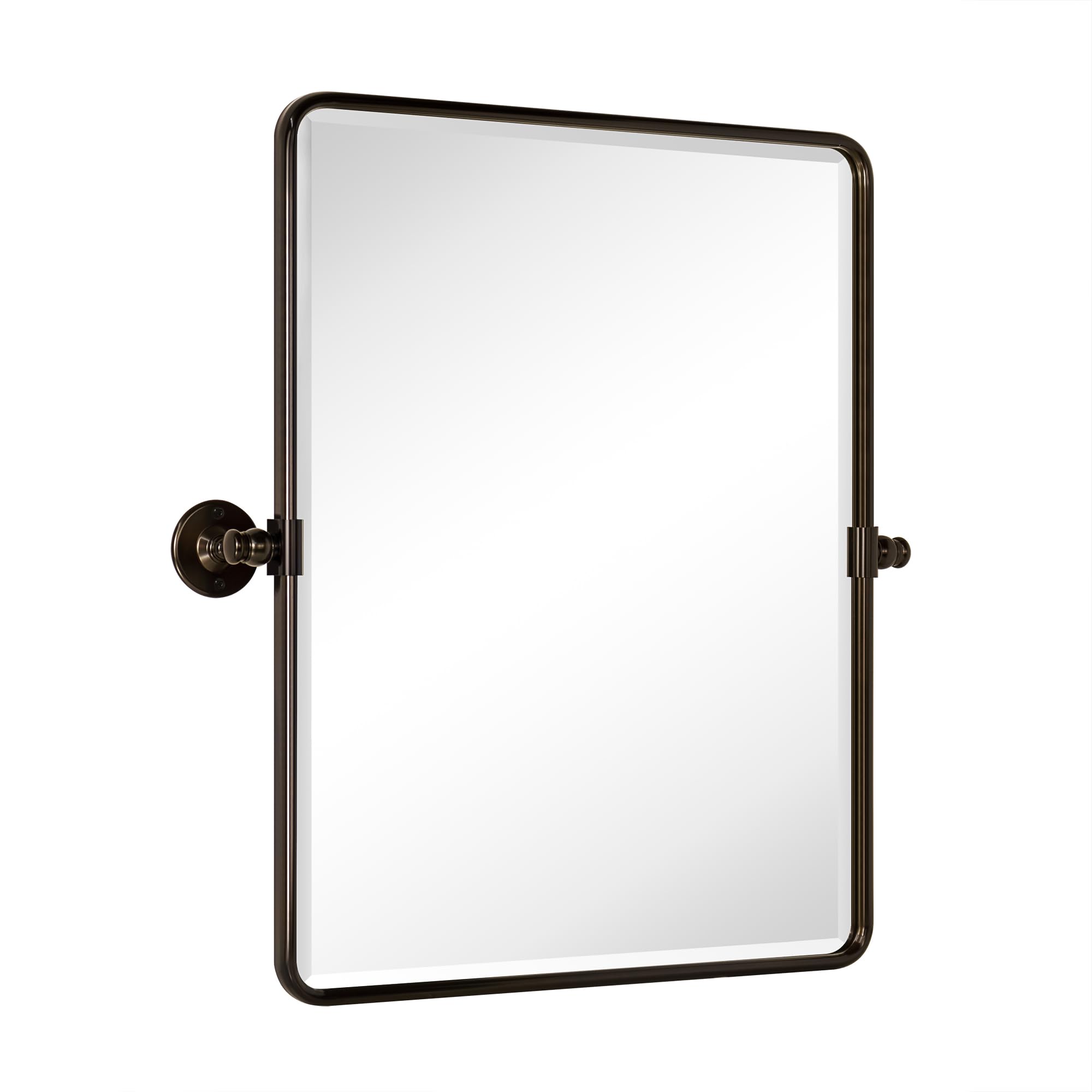 TEHOME 20x24'' Oil Rubbed Bronze Pivot Bathroom Vanity Mirror 24x20'' Metal Framed Dark Bronze Rectangle Tilting Beveled Vanity 