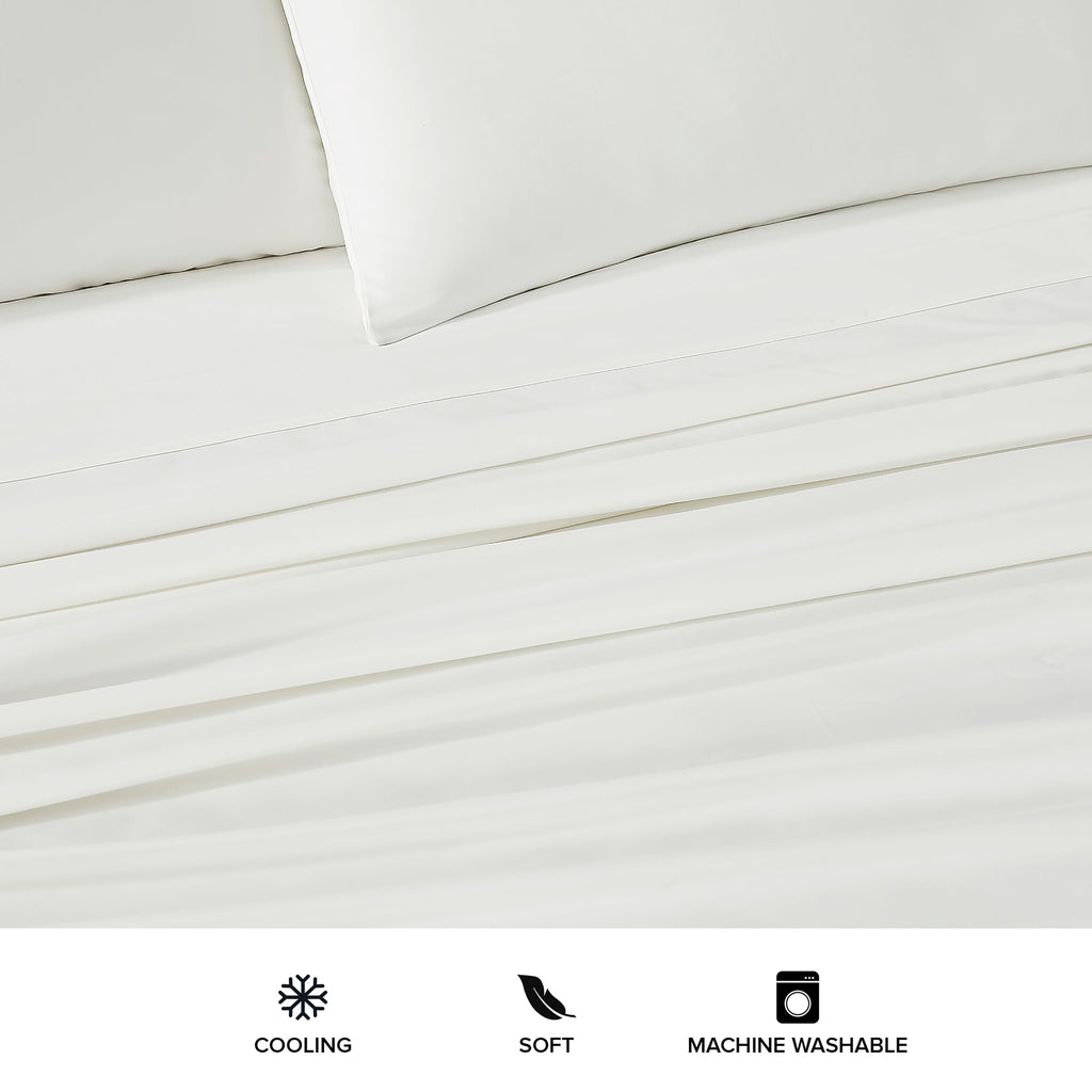 Ugg Hedi Queen Sheet Set 4-Piece Luxury Cooling Sheets Deep Pockets Premium Bedding With 2 Pillow Shams Hypoallergenic Machine Washable Soft Lightweight Bed Set For Bedroom, Queen, White