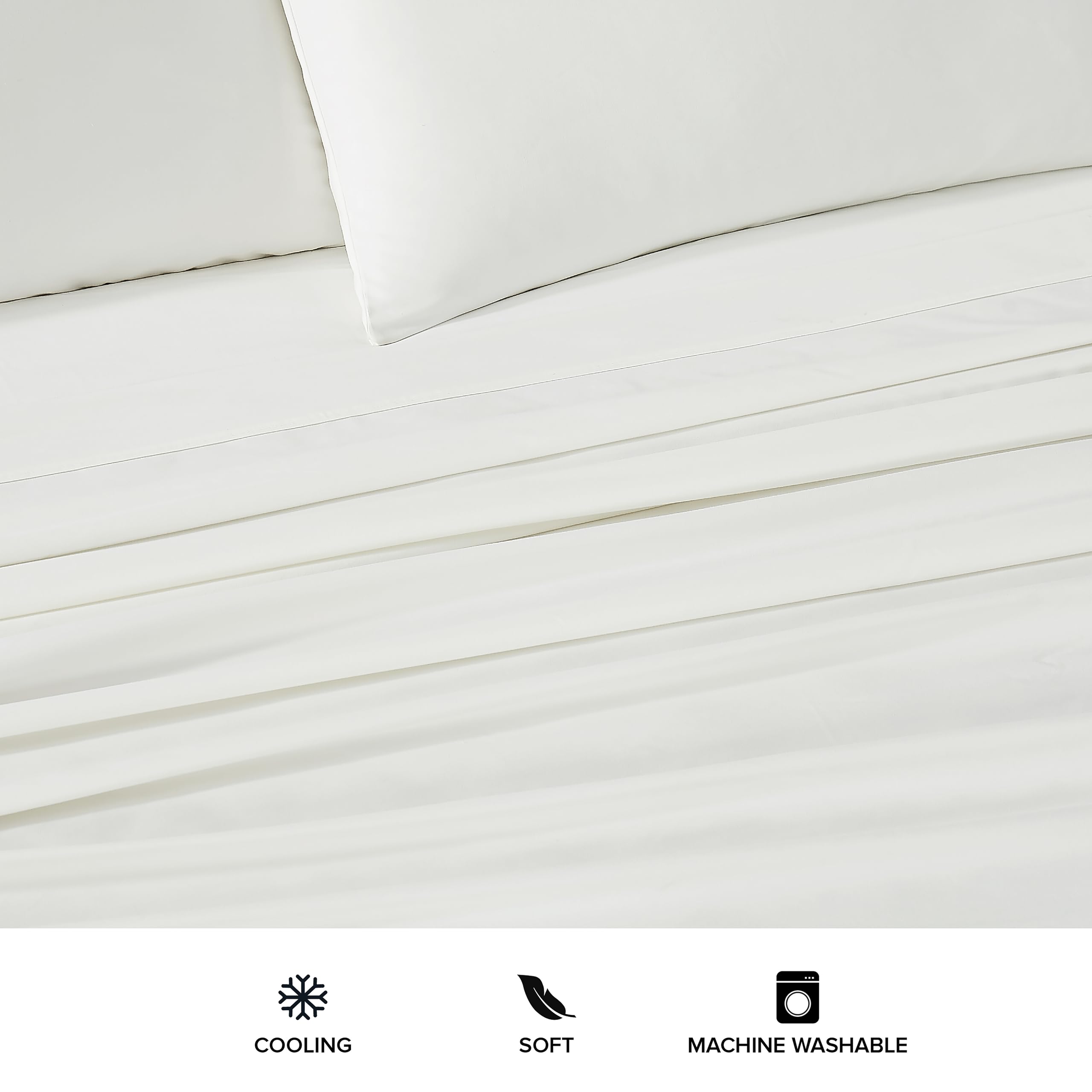 Ugg Hedi Queen Sheet Set 4-Piece Luxury Cooling Sheets Deep Pockets Premium Bedding With 2 Pillow Shams Hypoallergenic Machine Washable Soft Lightweight Bed Set For Bedroom, Queen, White
