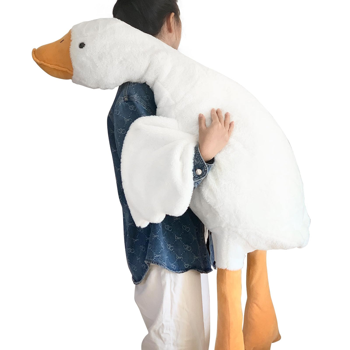 Haengbuk-Goose Stuffed Animal, 35.4In/90Cm Giant Sleeping Hugging Pillow, Soft White Swan Plush Toy, Gift For Kids, Friends Or F
