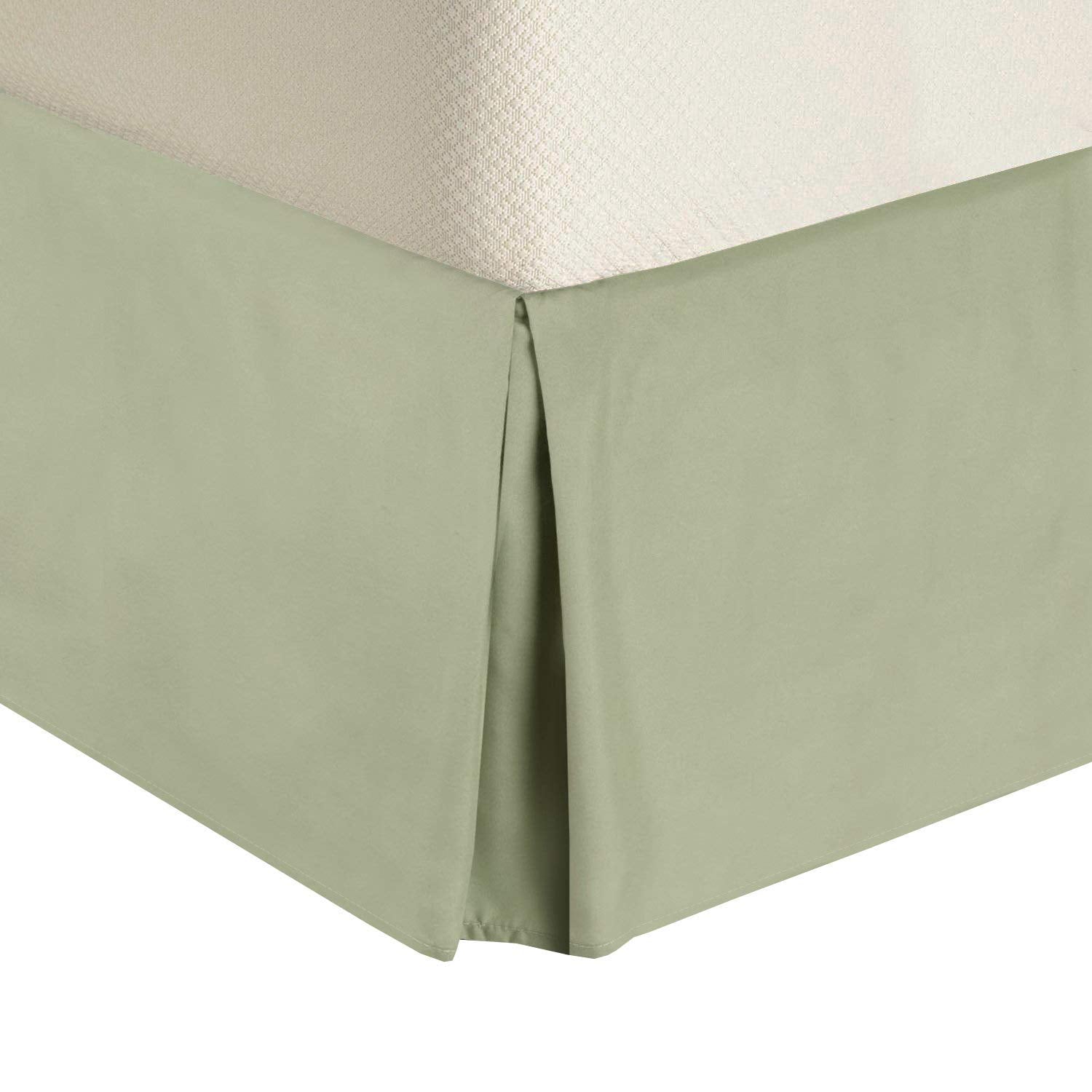 Royal Tradition Solid Microfiber Twin Extra Long-Xl Pleated Tailored, 14-Inch Drop, Split Corners Bed Skirt, Sage